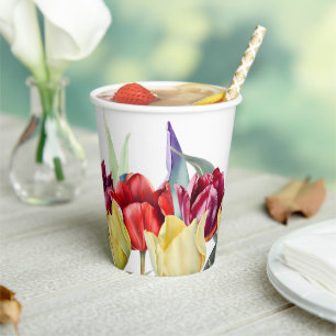 Rote und gelbe Tulpen Brautparty Pappbecher