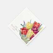 Rote und gelbe Tulpen Brautparty Serviette (Ecke)