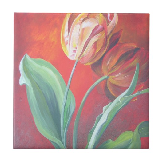 Rote und gelbe Tulpen Fliese (Vorderseite)