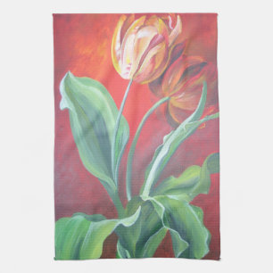 Rote und gelbe Tulpen Geschirrtuch