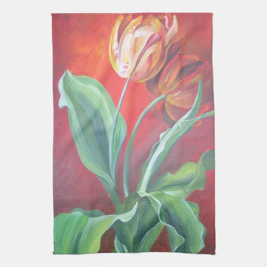 Rote und gelbe Tulpen Geschirrtuch (Vertikal)