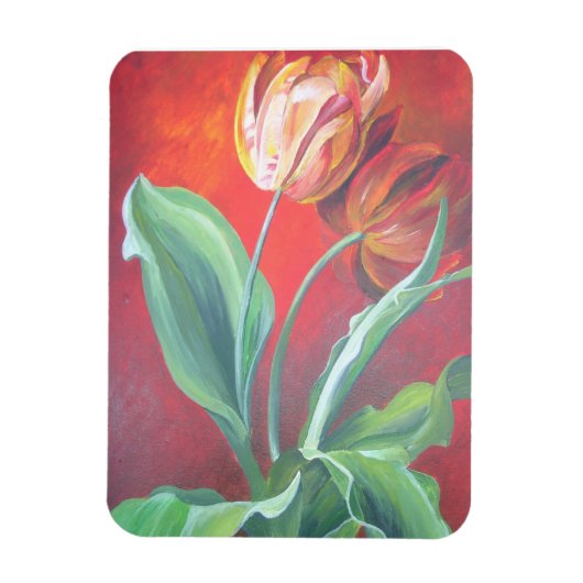 Rote und gelbe Tulpen Magnet (Vertikal)