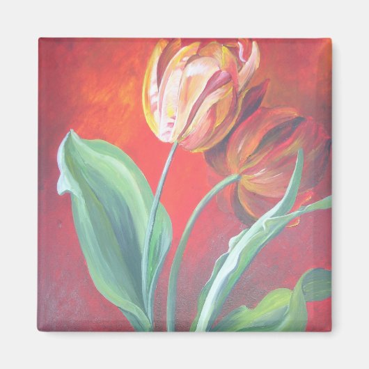 Rote und gelbe Tulpen Magnet (Vorne)
