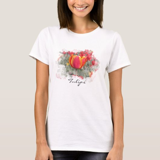 Rote und gelbe Tulpen T-Shirt (Vorderseite)