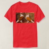 Rote und Gelbe Turbinentauben mit glatten Köpfen T-Shirt (Design vorne)