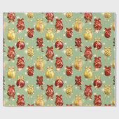 Rote und gelbe Weihnachtsbälle mit Bows Geschenkpapier (Flach)