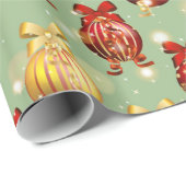 Rote und gelbe Weihnachtsbälle mit Bows Geschenkpapier (Rolleneckpunkt)
