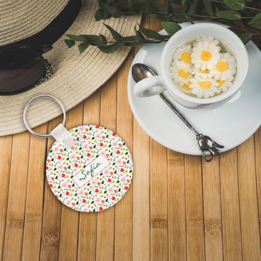 Rote und gelbe Wildblumen Schlüsselanhänger