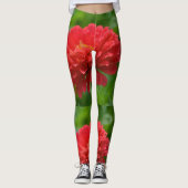 Rote und gelbe Zinnias Leggings (Vorderseite)