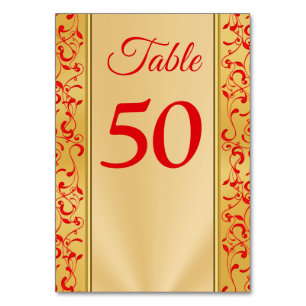 Rote und Gold Hochzeitkarten Tischnummer Kartennum