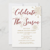 Rote und Gold Moderne Feiertage Einladung (Vorderseite)