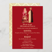 Rote und Gold Moderne indische Hochzeit Einladung (Vorne/Hinten)