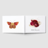 Rote und Gold Vintage Rose Quinceñera Gästebuch (Voll)
