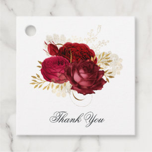 Rote und Gold Vintage Rose Quinceñera Geschenkanhänger