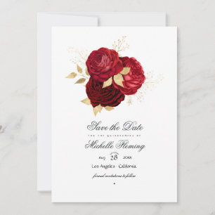 Rote und Gold Vintage Rose Quinceñera Save The Date