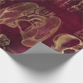 Rote und Goldanatomie Zeichnend auf Rot Geschenkpapier (Ecke)