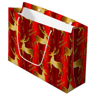 Rote und Goldberger Rentier Elegantes Weihnachtsfe Große Geschenktüte