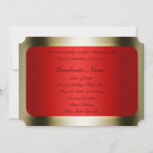 Rote und goldene Abschlussrahmen Einladung (Rückseite)
