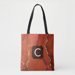 Rote und goldene abstrakte Kunst mit Alkohol-Tinte Tasche