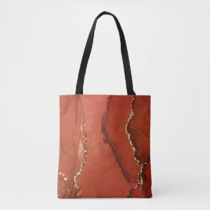 Rote und goldene abstrakte Kunst mit Alkohol-Tinte Tasche