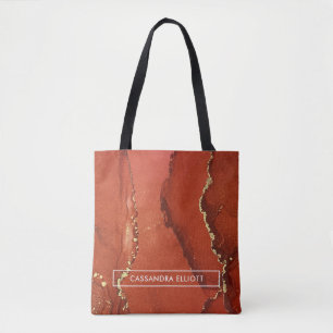 Rote und goldene abstrakte Kunst mit Alkohol-Tinte Tasche