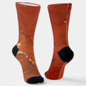 Rote und goldene Alkoholtinte Abstrakte Kunst Socken (Gewinkelt)