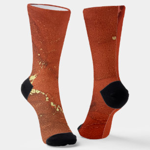 Rote und goldene Alkoholtinte Abstrakte Kunst Socken