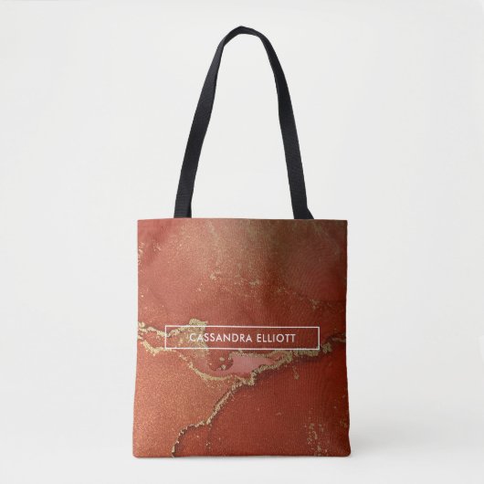 Rote und goldene Alkoholtinte Abstrakte Kunst Tasche (Vorderseite)