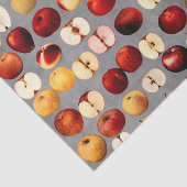 Rote und goldene Äpfel auf grauem Muster Seidenpapier (Ausschnitt)