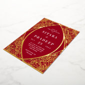 Rote und goldene Arabeske Foil Einladung (Gedreht)