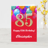 Rote und goldene Ballons am 85. Geburtstag Karte (Gelbe Blume)