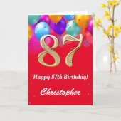Rote und goldene Ballons am 87. Geburtstag Karte (Gelbe Blume)