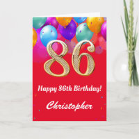 Rote und goldene Ballons vom 86. Geburtstag