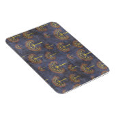 Rote und goldene Bäume auf Grunge Blue Magnet (Rechte Seite)