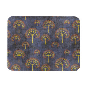 Rote und goldene Bäume auf Grunge Blue Magnet