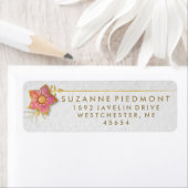 Rote und goldene Blumen Elegante Rücksendeadressen (Insitu)