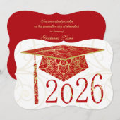 Rote und goldene Blumenkappe 2026 Karte (Vorne/Hinten)