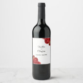 Rote und goldene Blumenweinsorte Weinetikett (Vorderseite)