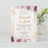 Rote und goldene Blumenzwiebeln Einladung (Stehend Vorderseite)