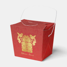 Rote und goldene Chinesische Liebesvögel Doppeltes Geschenkschachtel