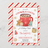 Rote und goldene Cookies und heiße Kakao-Feier Einladung (Vorne/Hinten)