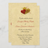 Rote und goldene Ehe Einladung (Vorne/Hinten)
