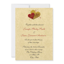 Rote und goldene Ehe Einladung