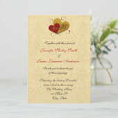 Rote und goldene Ehe Einladung (Stehend Vorderseite)