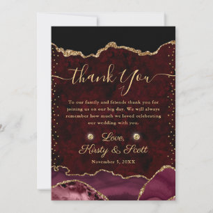 Rote und goldene falsche Glitter-Achat-Hochzeit Dankeskarte