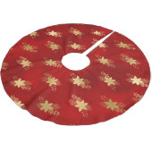Rote und goldene Fohlen Winterpoinsettia Polyester Weihnachtsbaumdecke (Schrägansicht)