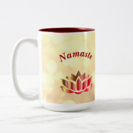 Rote und goldene Funkeln Namaste Lotus Blume Zweifarbige Tasse