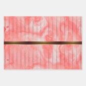 rote und goldene geometrische Streifen rosa Marmor Geschenkpapier Set (Vorderseite 2)