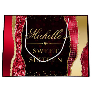 Rote und goldene glamouröse Tränen Bokeh Sweet Six Große Geschenktüte