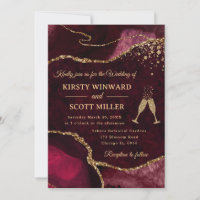 Rote und goldene Glitter-Achat-Hochzeit